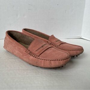 Manolo Blahnik Pink Suede Terry Trimmed Drivers Driving Shoes Moccasins Sz 39